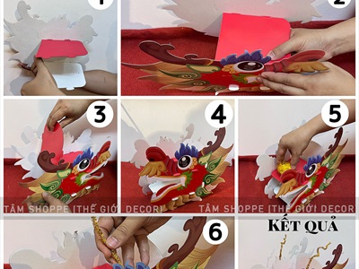 Lồng đèn con Rồng đỏ nilon đầu giấy dài 3m-5m [Lắp ghép - dày đẹp] LDEN-NILON-03